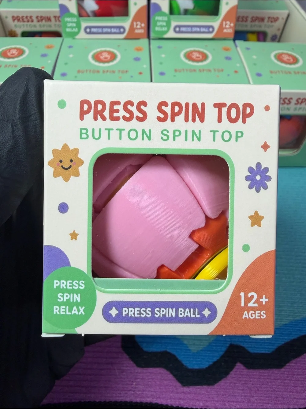 Press Spin Top Button Spin Top - Pink Kids Toy